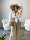 Palms Gauze Button Down in Off White - Stitch And Feather
