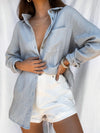 Palms Gauze Button Down in Silver - Stitch And Feather