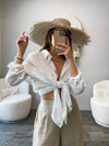 Palms Gauze Button Down in Off White - Stitch And Feather
