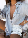 Palms Gauze Button Down in Silver - Stitch And Feather