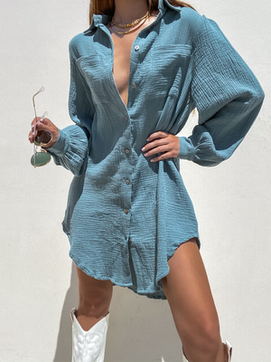 Gillie Gauze Dress in Teal - Final Sale - Stitch And Feather