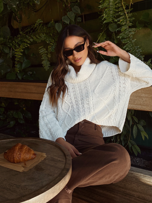 Laken Knit Sweater in Ivory - Stitch And Feather