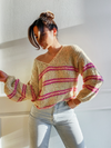Watermelon Stripe Knit Sweater - Final Sale - Stitch And Feather