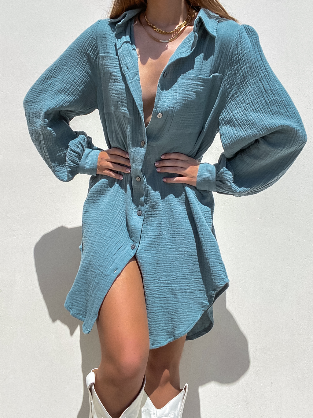 Gillie Gauze Dress in Teal - Final Sale - Stitch And Feather