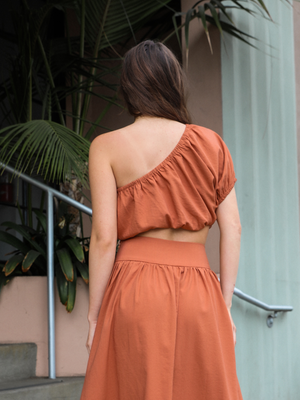 Terracotta One Shoulder Crop Top - Final Sale - Stitch And Feather