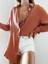 Palms Gauze Button Down in Mauve - Stitch And Feather
