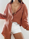 Palms Gauze Button Down in Mauve - Stitch And Feather