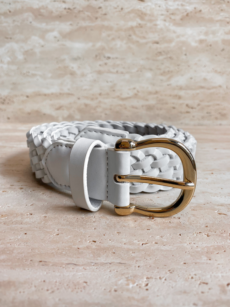Classic Braided Belt in White - Stitch And Feather