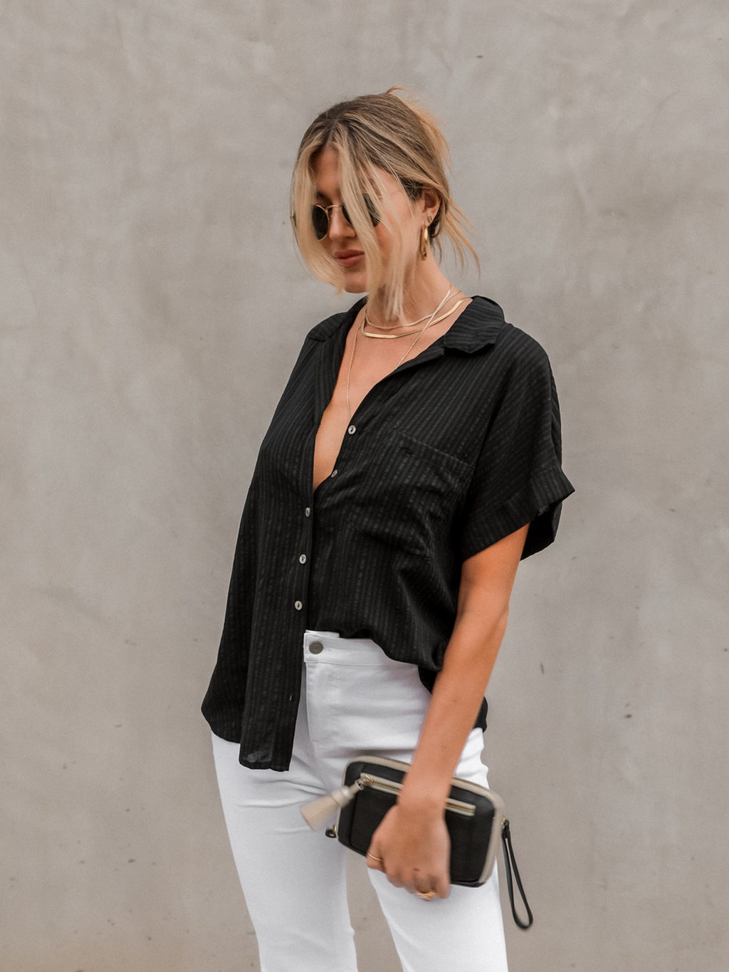Keep it Casual Button Up in Black - Stitch And Feather