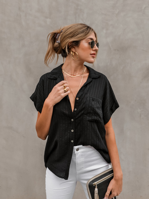 Keep it Casual Button Up in Black - Stitch And Feather