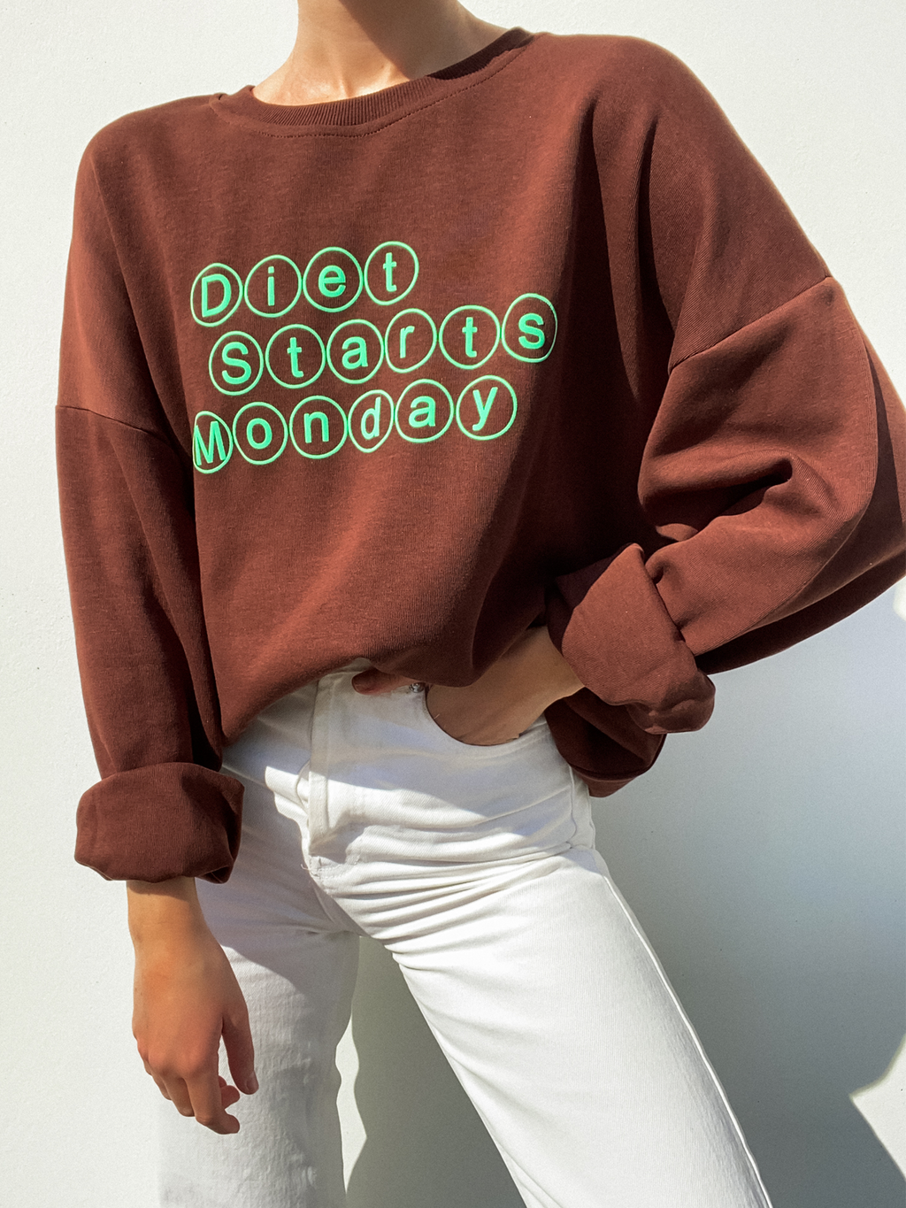 Diet Starts Monday Top in Brown - Final Sale - Stitch And Feather