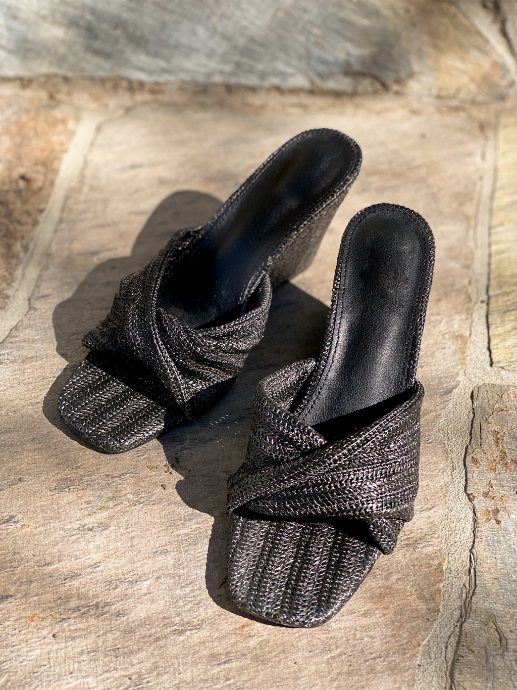 Jovie Wedge Sandal in Black - Final Sale - Stitch And Feather
