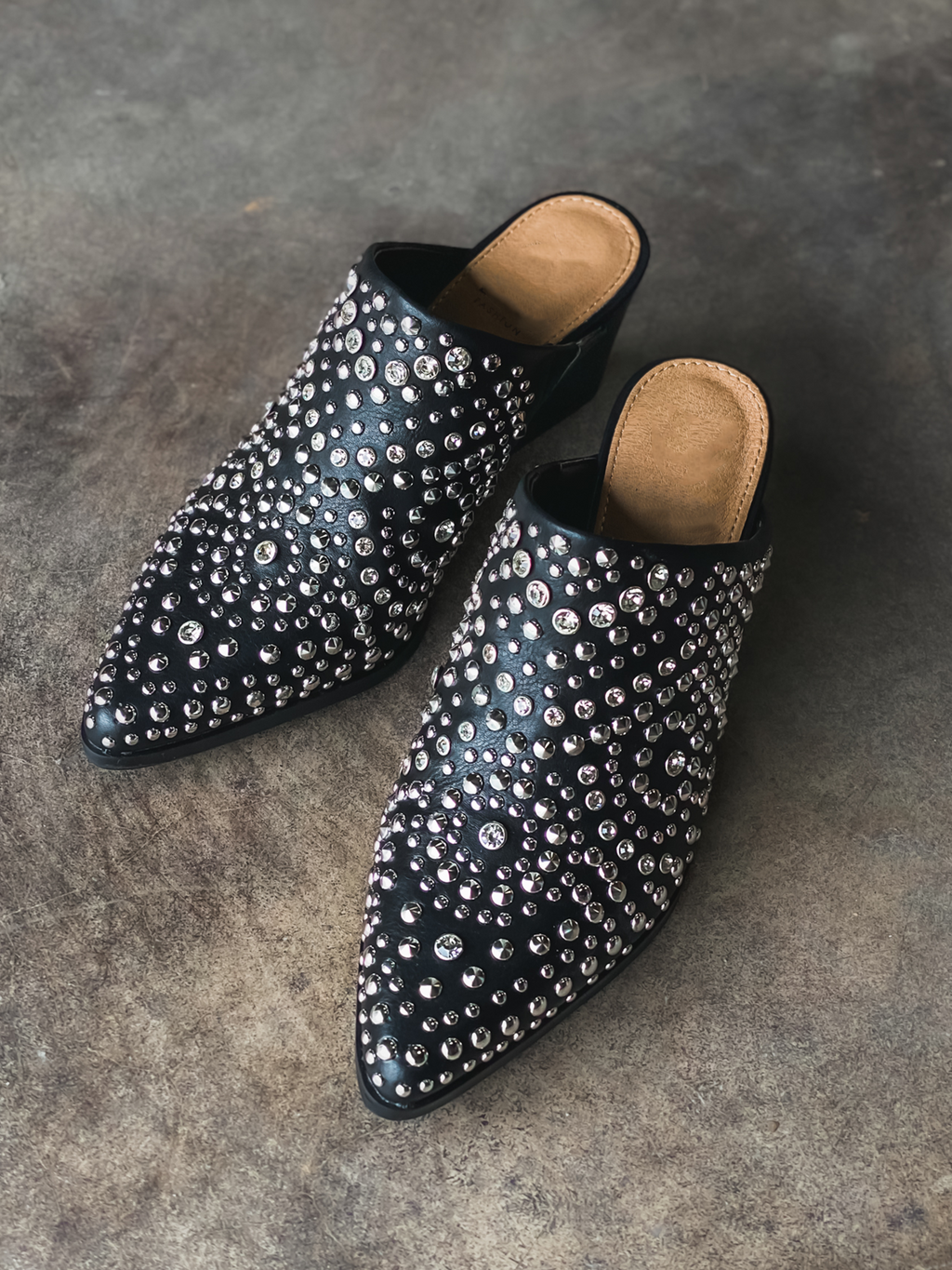 Hazel Studded Mule in Black - Stitch And Feather
