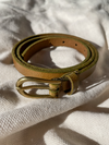 Thin Leather Belt in Olive - Stitch And Feather