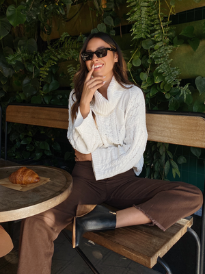 Laken Knit Sweater in Ivory - Stitch And Feather