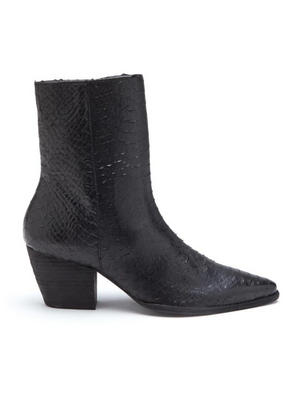 Caty Boot in Black Snake - Stitch And Feather