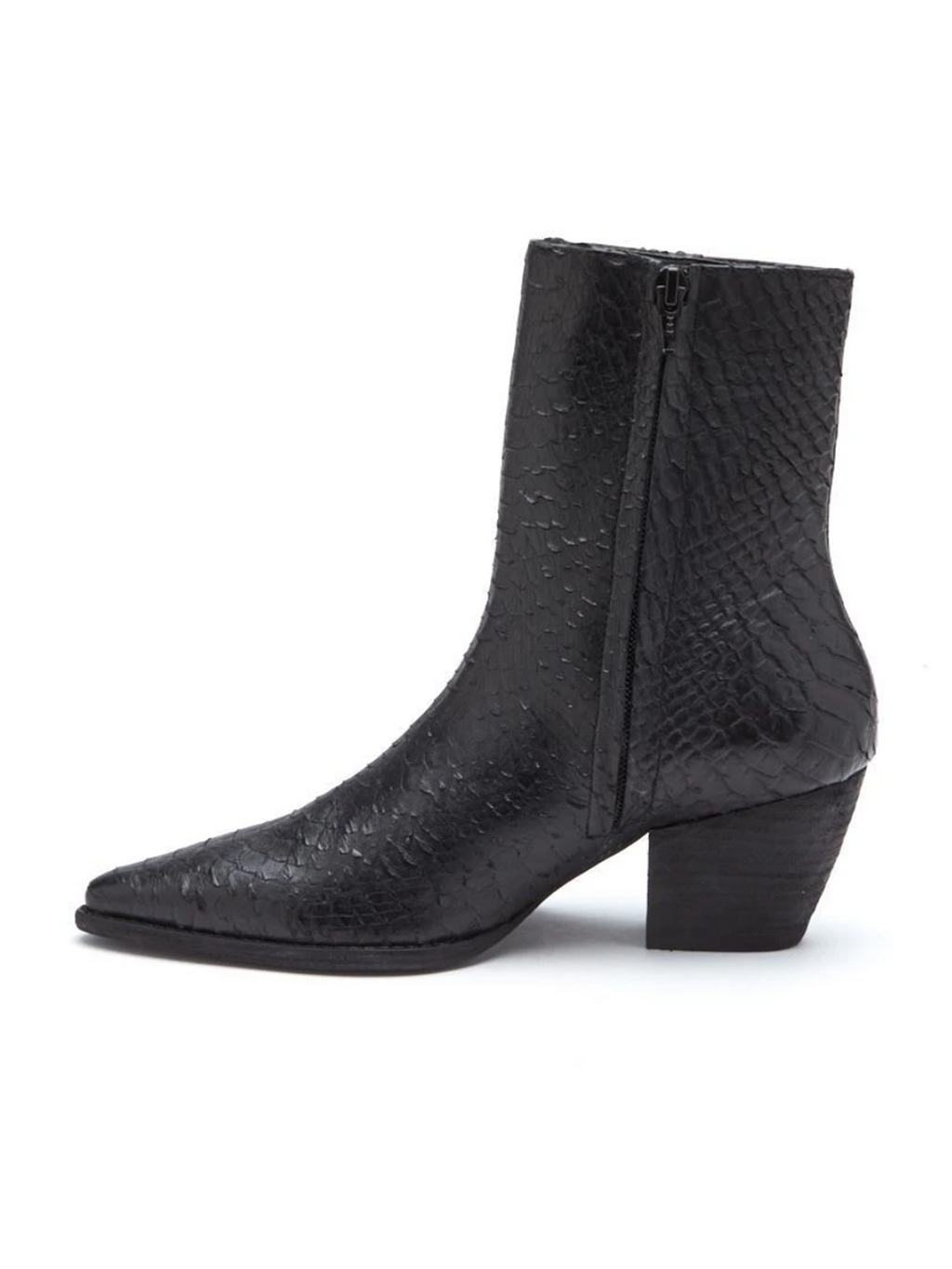 Caty Boot in Black Snake - Stitch And Feather