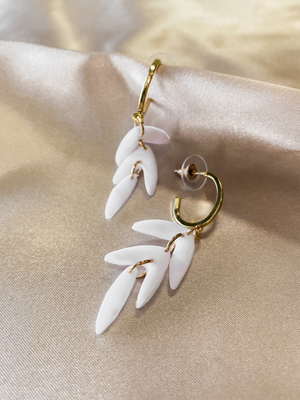 White Dangle Geo Earrings - Stitch And Feather