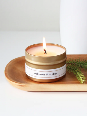 Oakmoss Amber 4oz Candle - Stitch And Feather