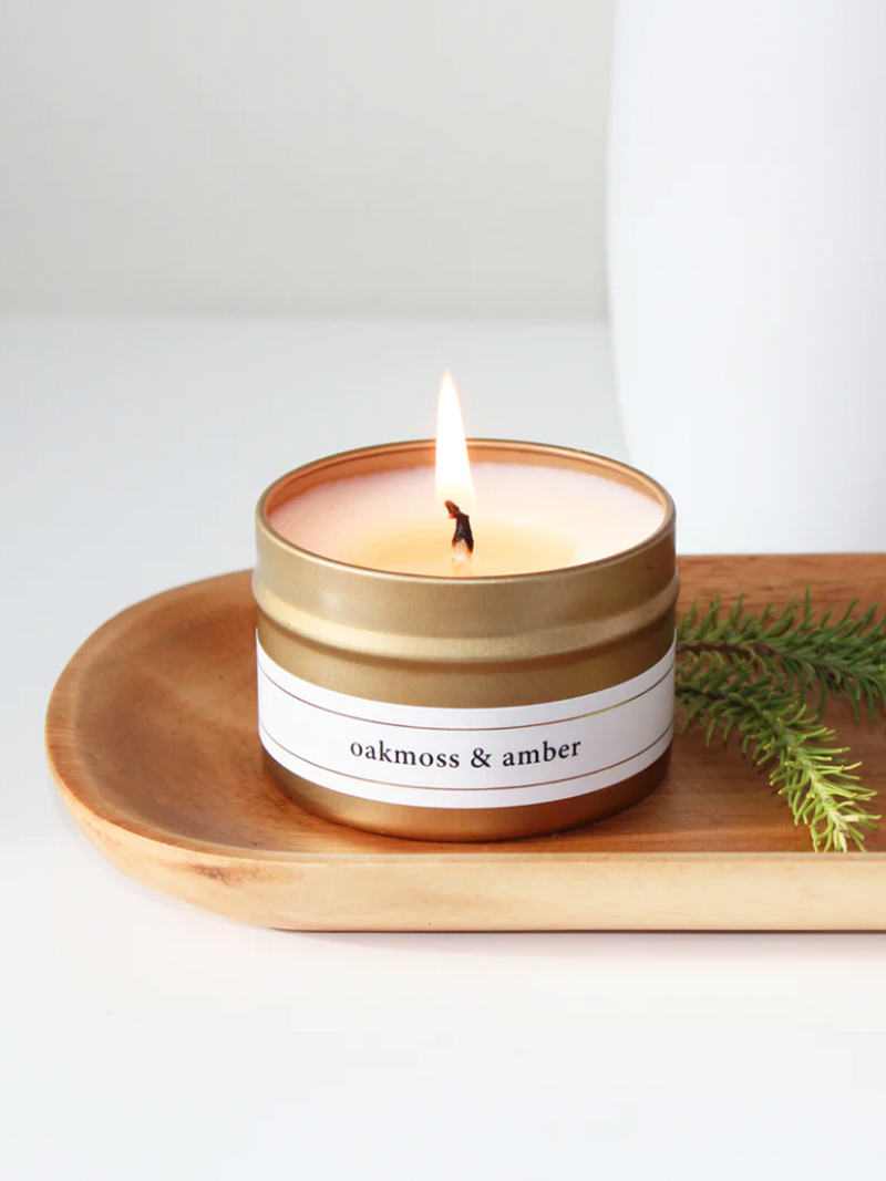 Oakmoss Amber 4oz Candle - Stitch And Feather